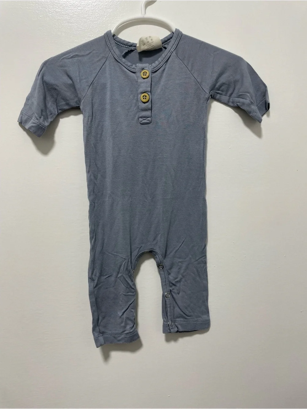 Baby Cotton One-Piece Romper in Dusty Blue